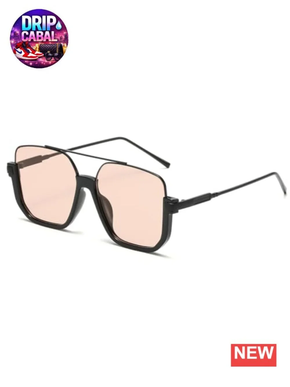 Vintage Oversized Aviator Sunglasses Semi-Rimless Metal Frame UV400 Protection